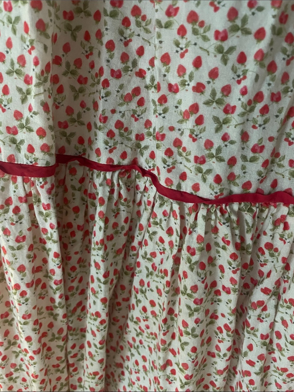 Christy Dawn Chiara Ivory Floral Maxi Dress with Red Trim in Strawberry field - Picture 2 of 10